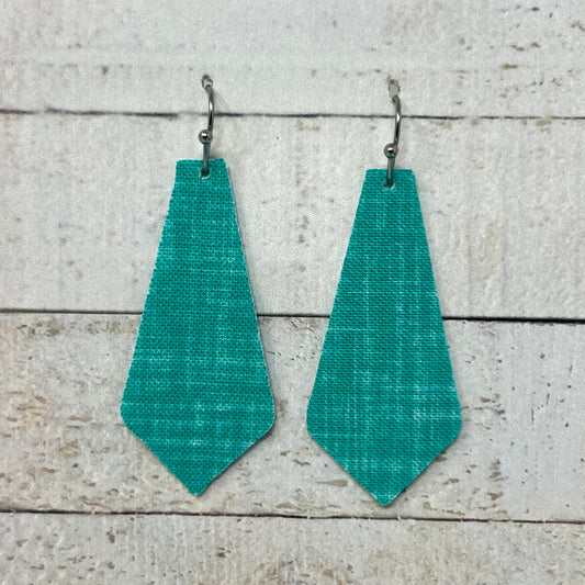 Bright Turquoise Fabric Tie Earrings