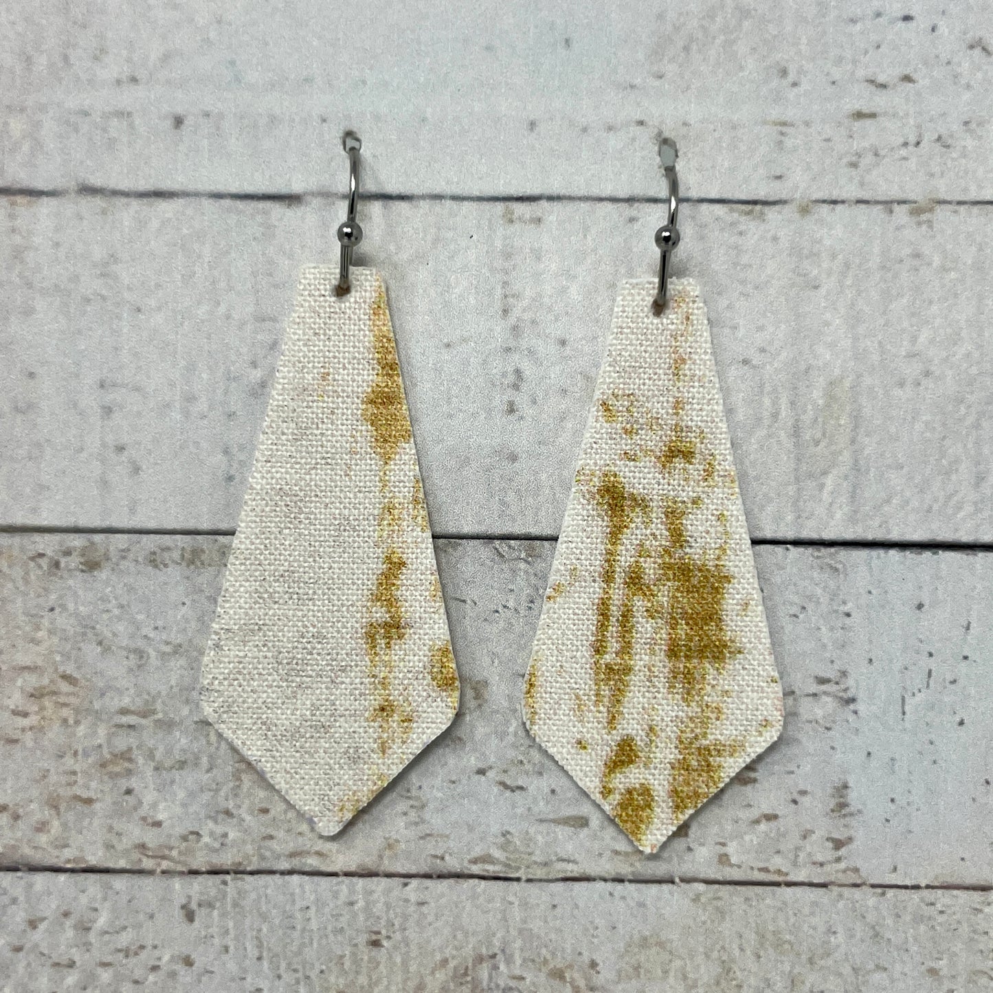 Ivory & Gold Fabric Tie Earrings