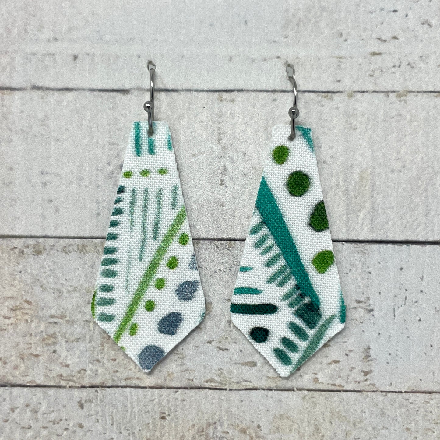 Green & Turquoise Boho Fabric Tie Earrings