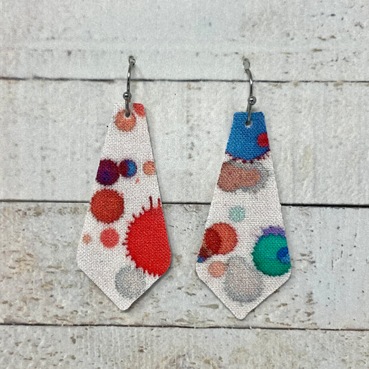 Watercolor Splotches Fabric Tie Earrings