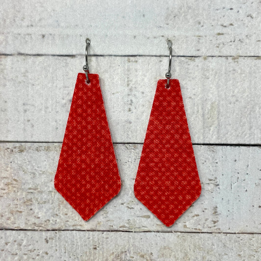 Red Speckled Fabric Tie Earrings