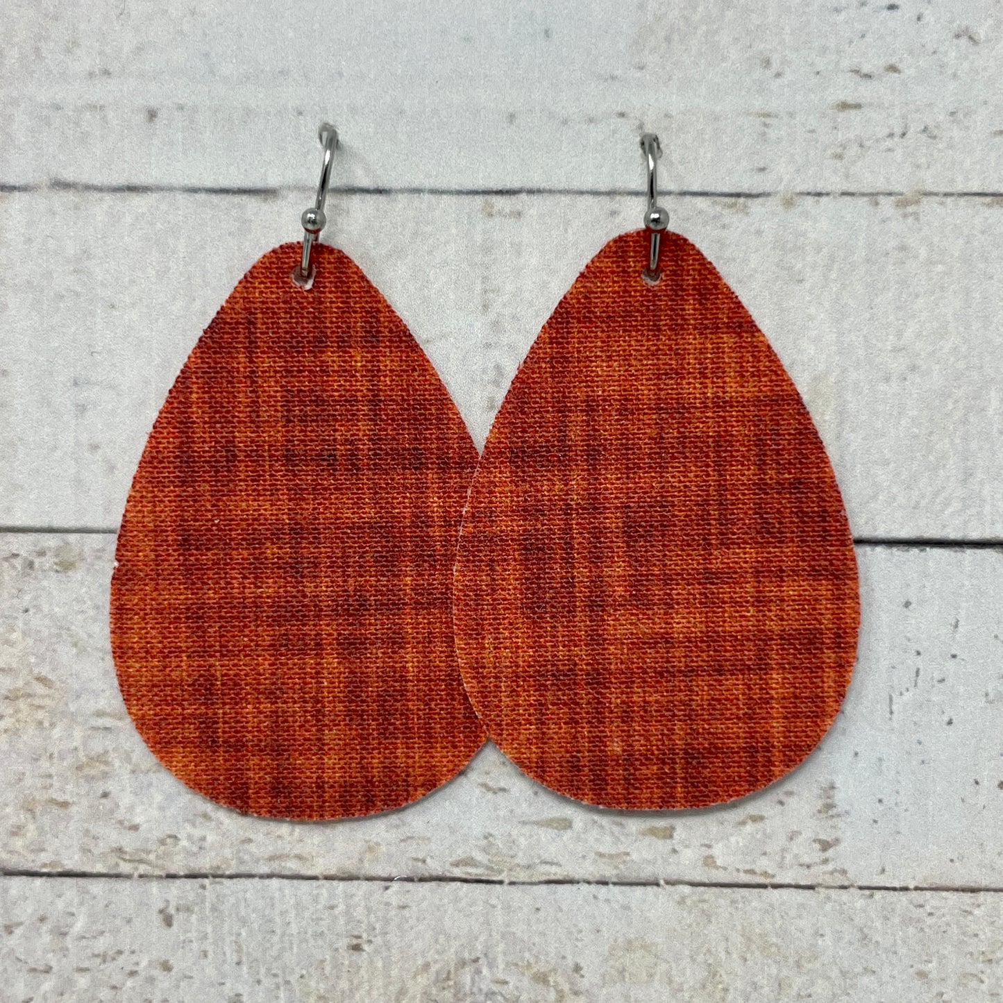 Burnt Orange Fabric Teardrop Earrings