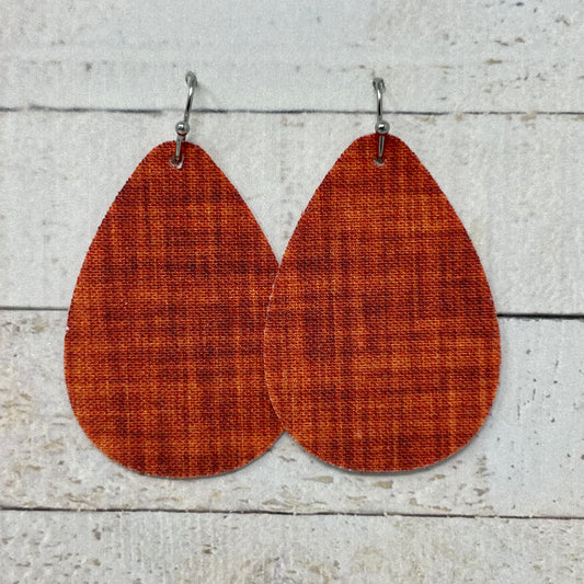 Burnt Orange Fabric Teardrop Earrings