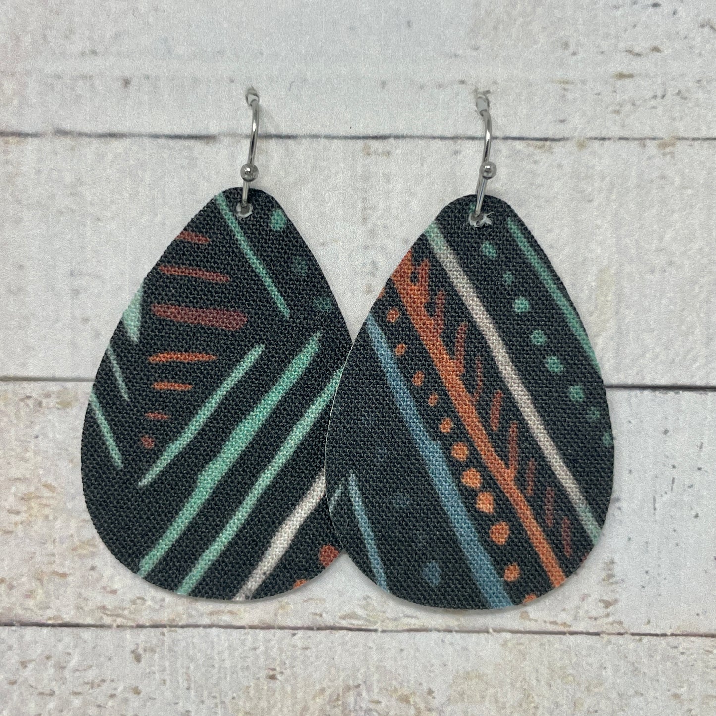 Black Boho Fabric Teardrop Earrings