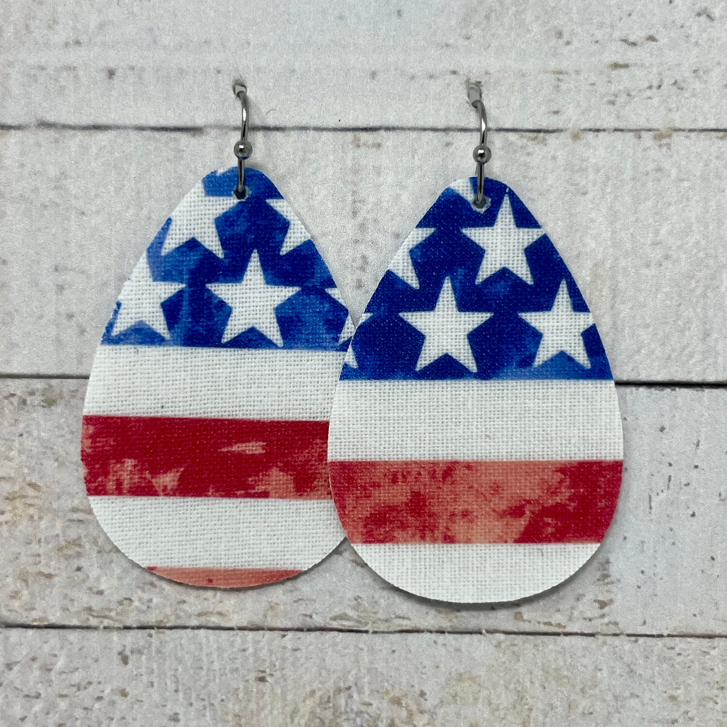 Patriotic Fabric Teardrop Earrings