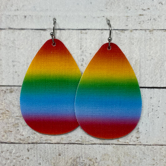 Rainbow Ombré Fabric Teardrop Earrings