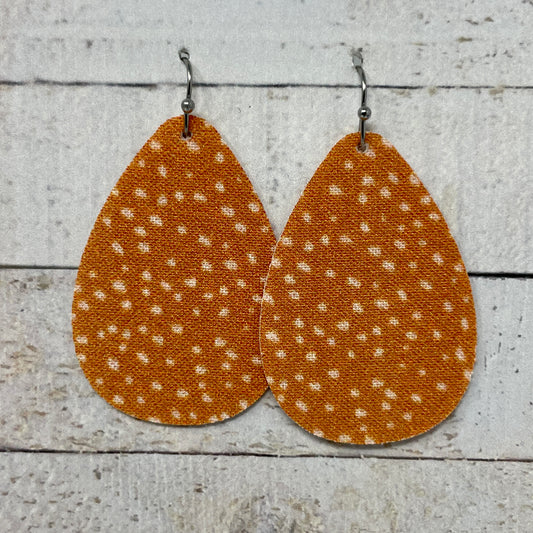 Orange Cream Speckled Teardrop Earrings