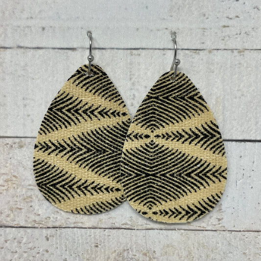 Black & Tan Teardrop Earrings