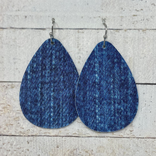 Denim Teardrop Earrings