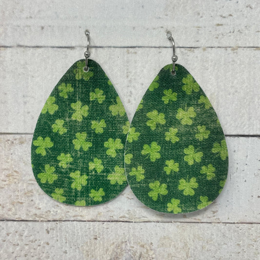 Clover Fabric Teardrop Earrings