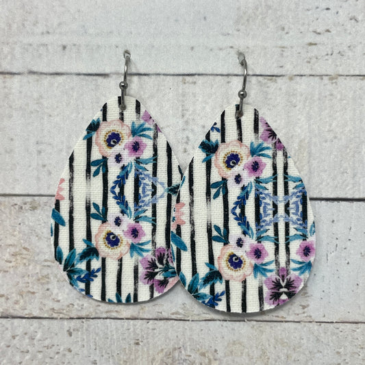 Spring Floral Fabric Teardrop Earrings