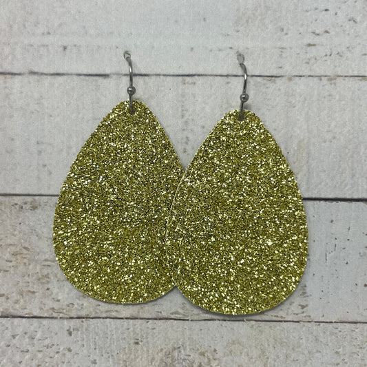 Gold Glitter Fabric Teardrop Earrings