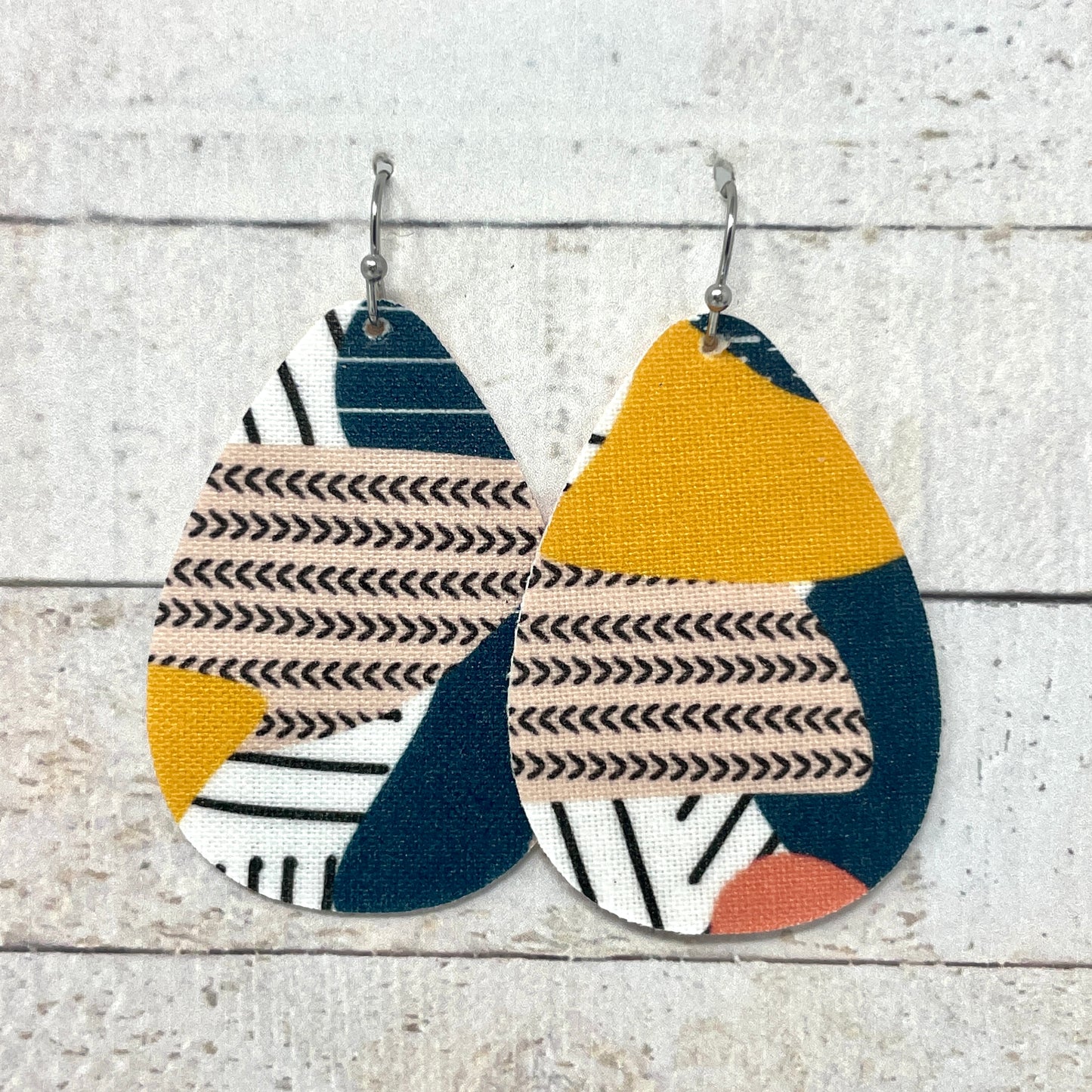 Abstract Boho Fabric Teardrop Earrings