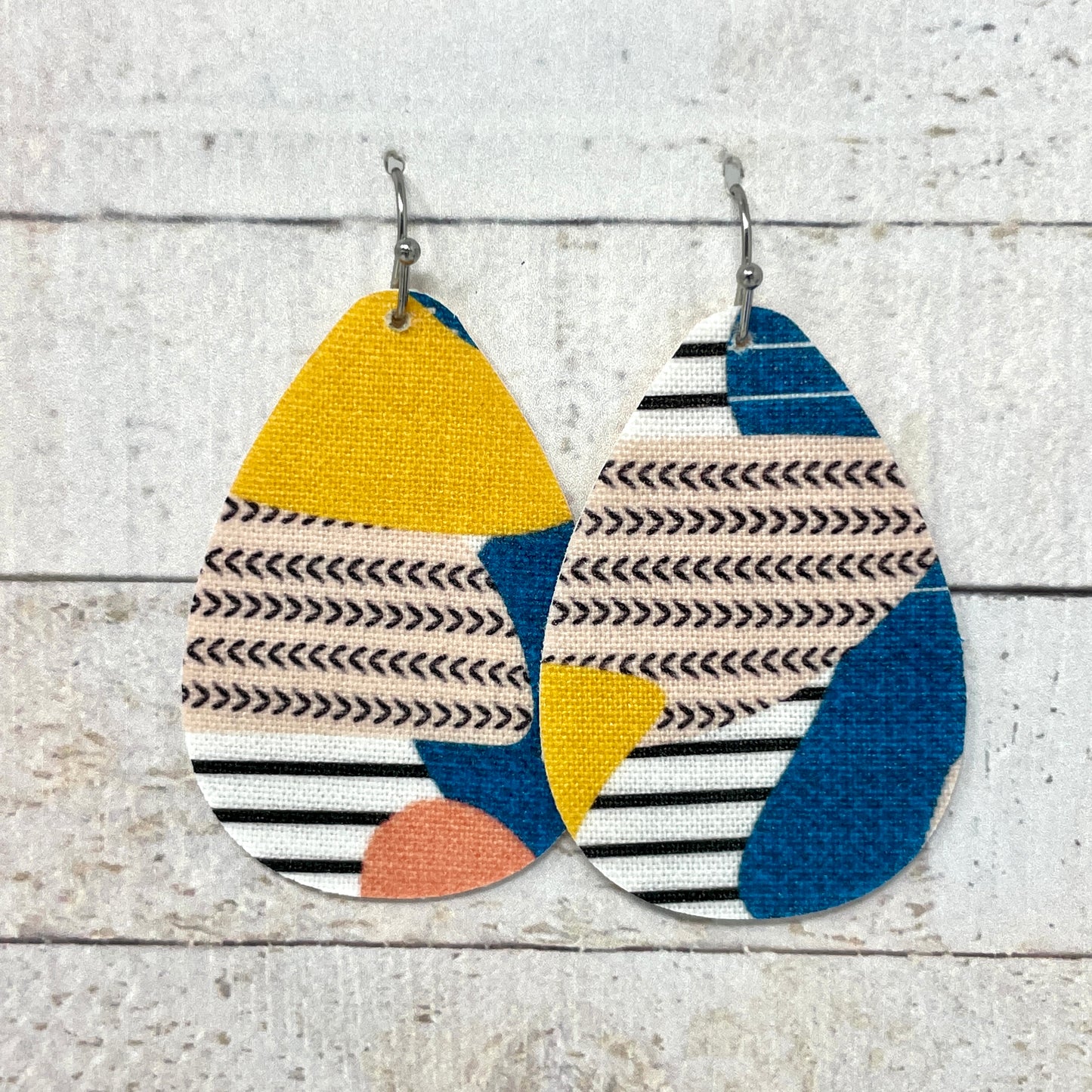 Bright Boho Striped Fabric Teardrop Earrings