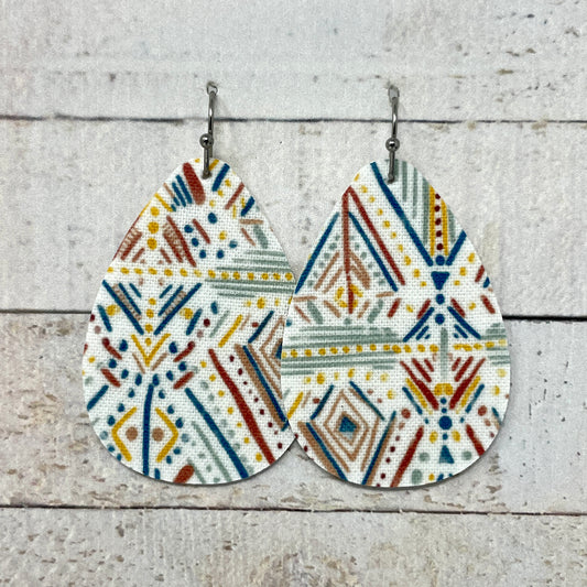 Summer Boho Small Scale Fabric Teardrop Earrings