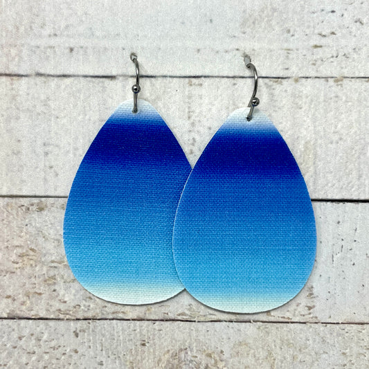 Blue Ombré Fabric Teardrop Earrings
