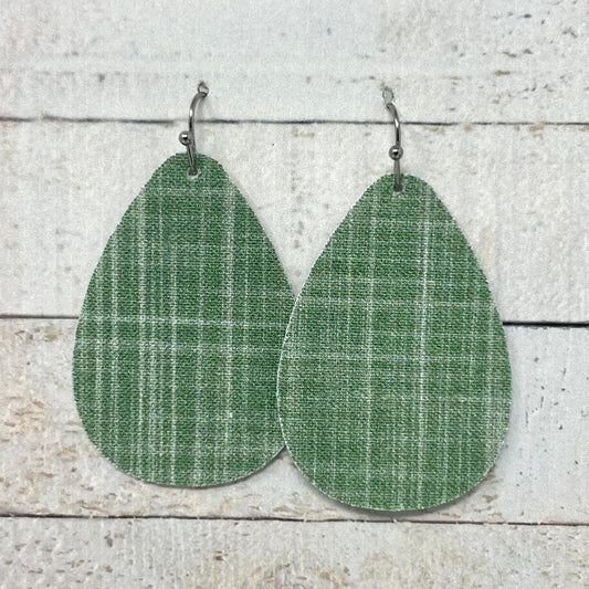 Sage Green Fabric Teardrop Earrings