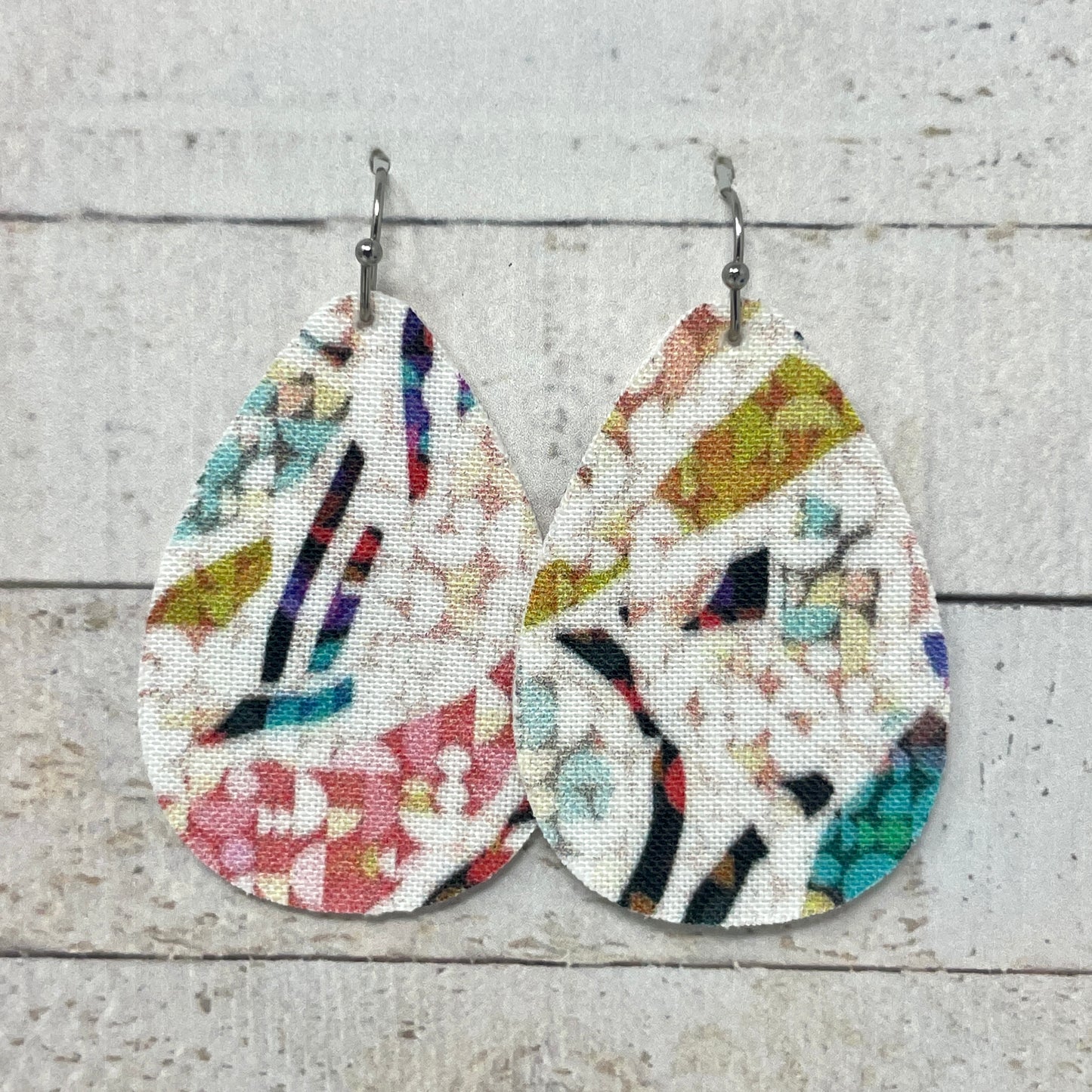 Kaleidoscope Fabric Teardrop Earrings