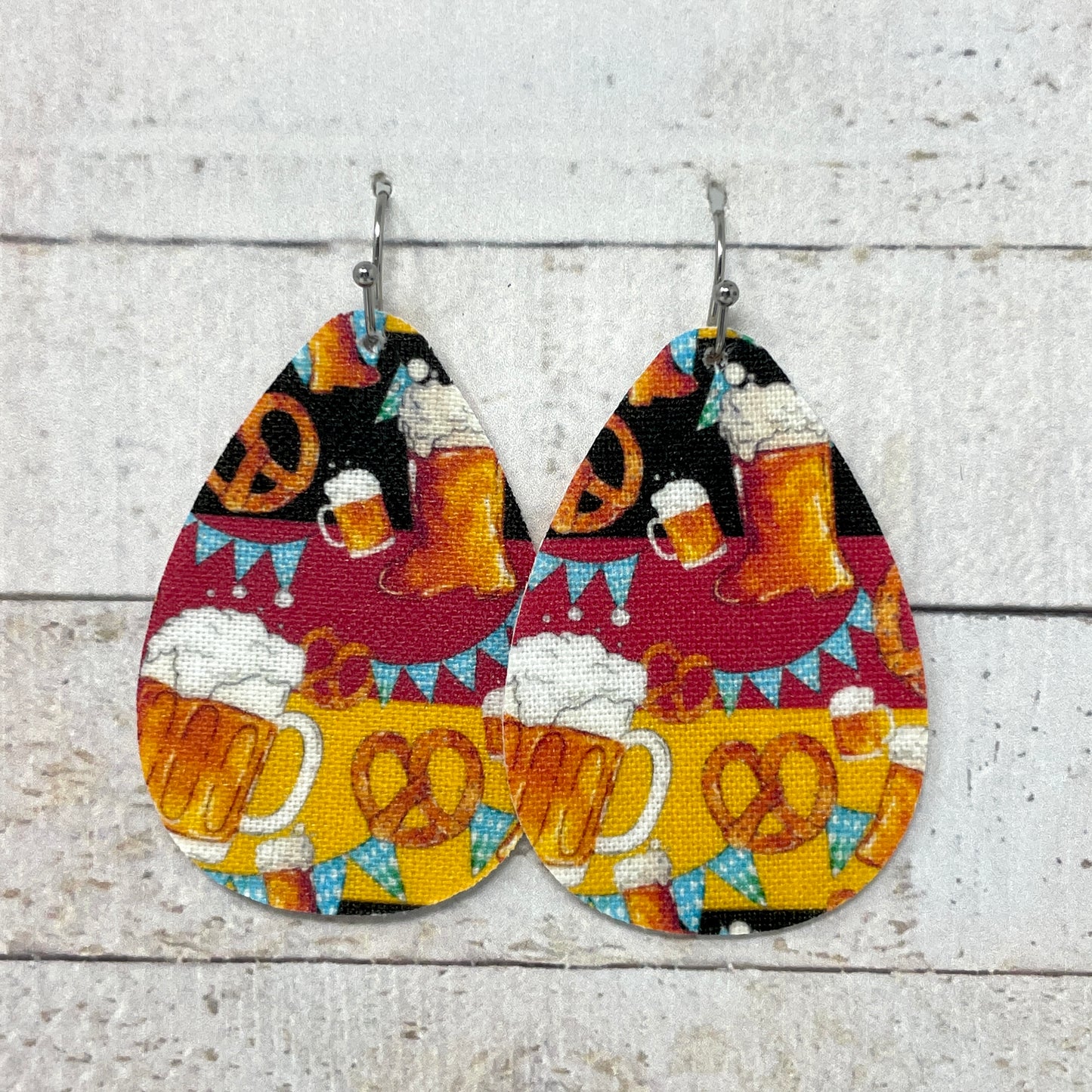 Oktoberfest Fabric Teardrop Earrings