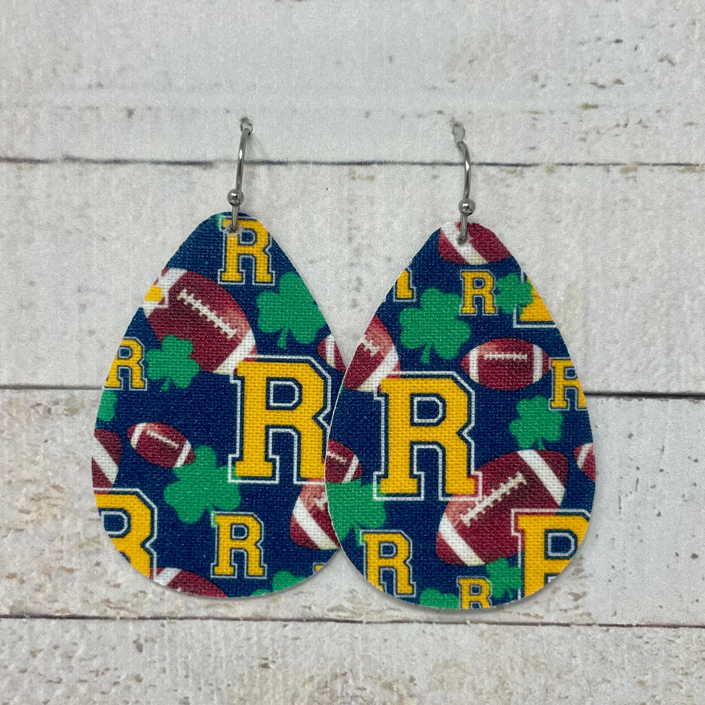 Rosemount Football Fabric Teardrop Earrings