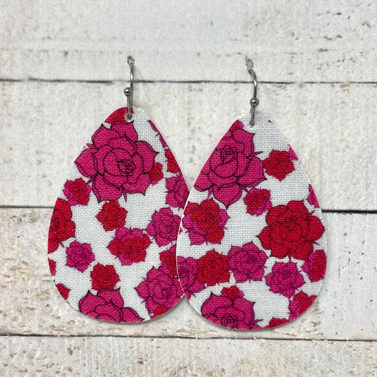 Rose Fabric Teardrop Earrings