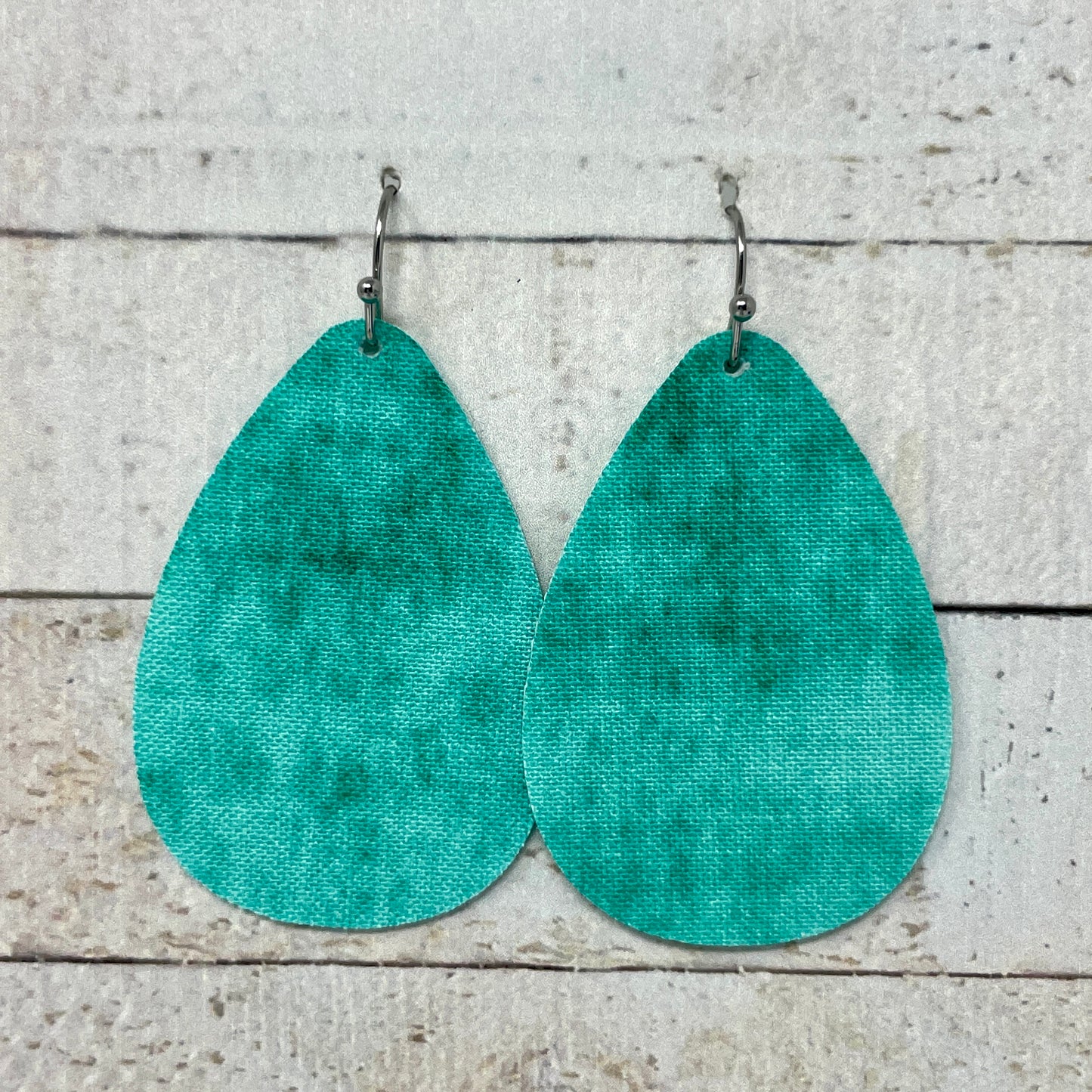 Minty Blue Fabric Teardrop Earrings