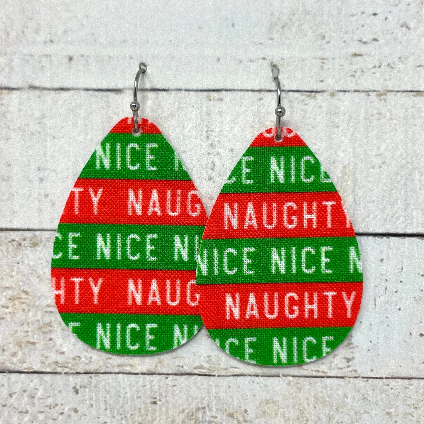 Naughty & Nice Fabric Teardrop Earrings